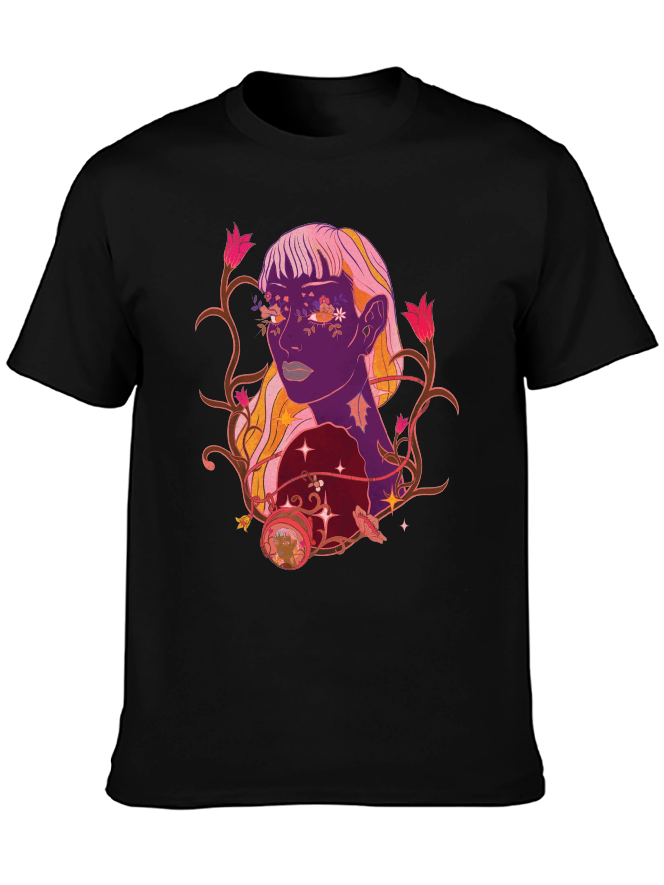 Floral Portrait Graphic Tee - Trendy Design