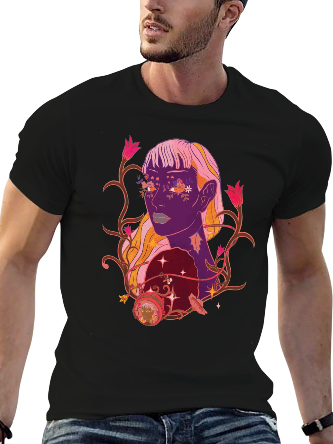 Floral Portrait Graphic Tee - Trendy Design