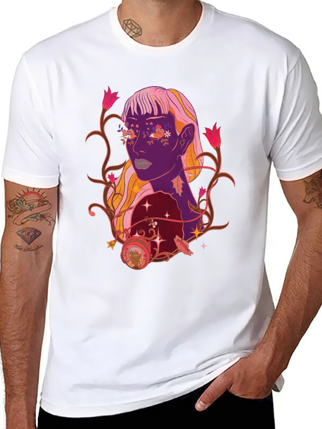 Floral Portrait Graphic Tee - Trendy Design
