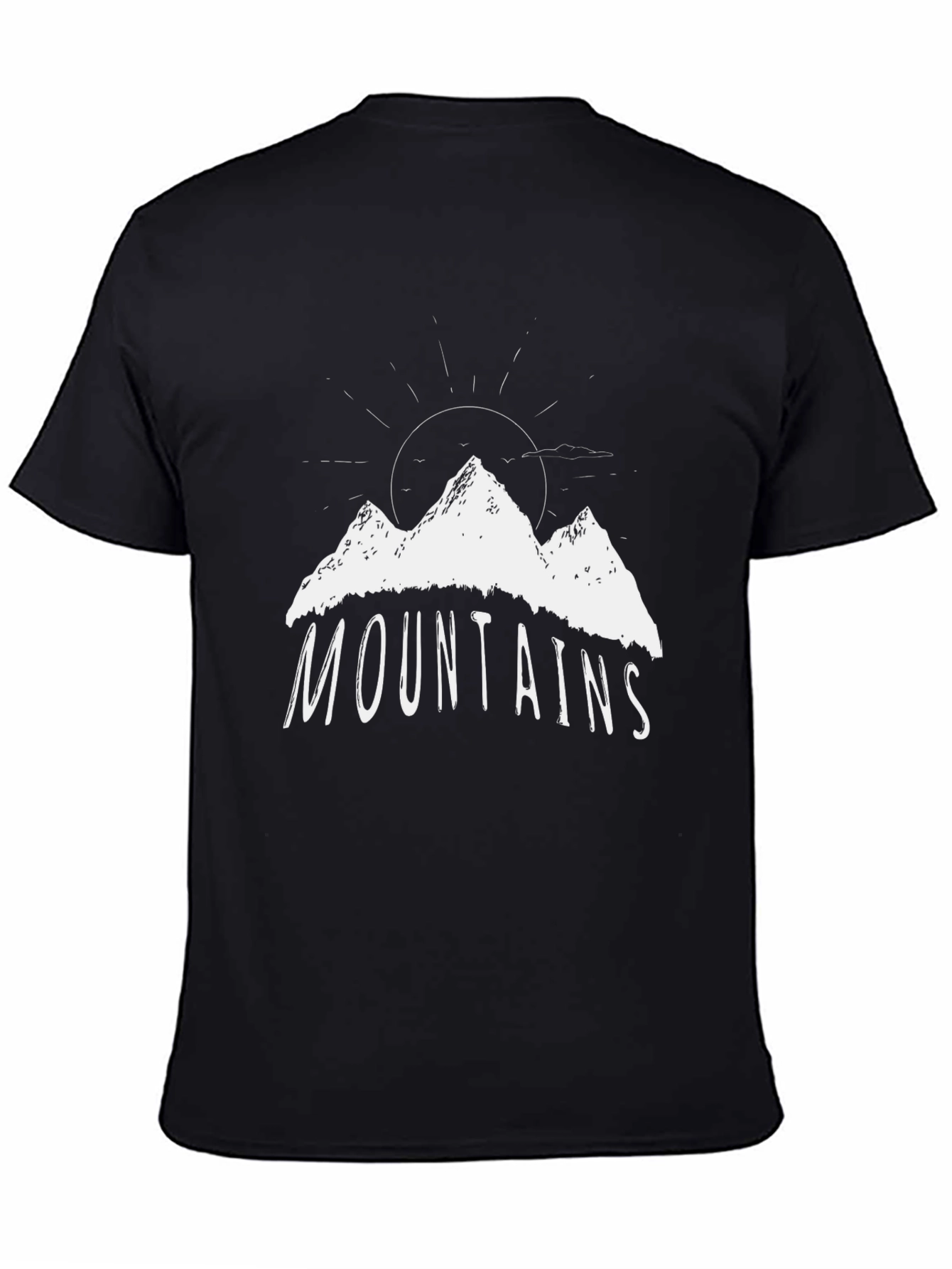 Mountains Graphic Tee - Black Cotton T-Shirt