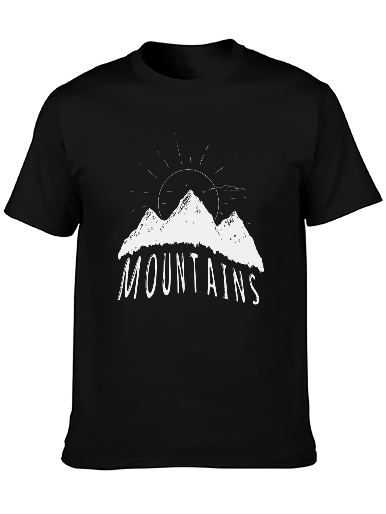 Mountains Graphic Tee - Black Cotton T-Shirt