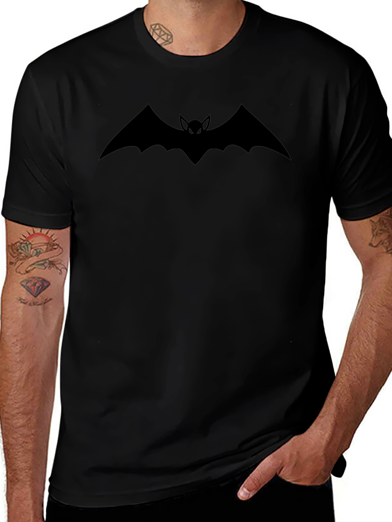 Black Bat Logo T-Shirt - Dark Knight Style
