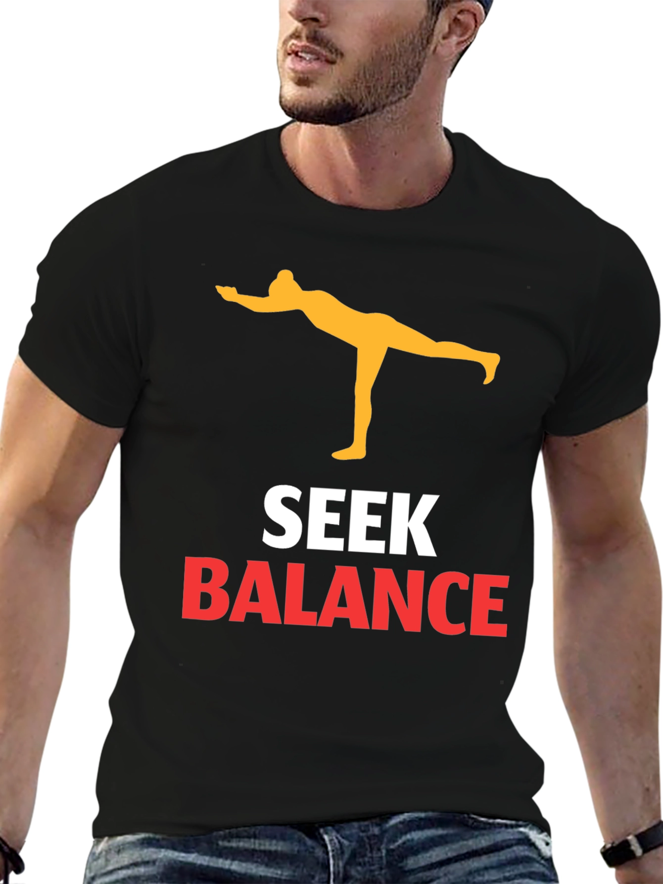 Seek Balance Yoga Graphic Tee - Black