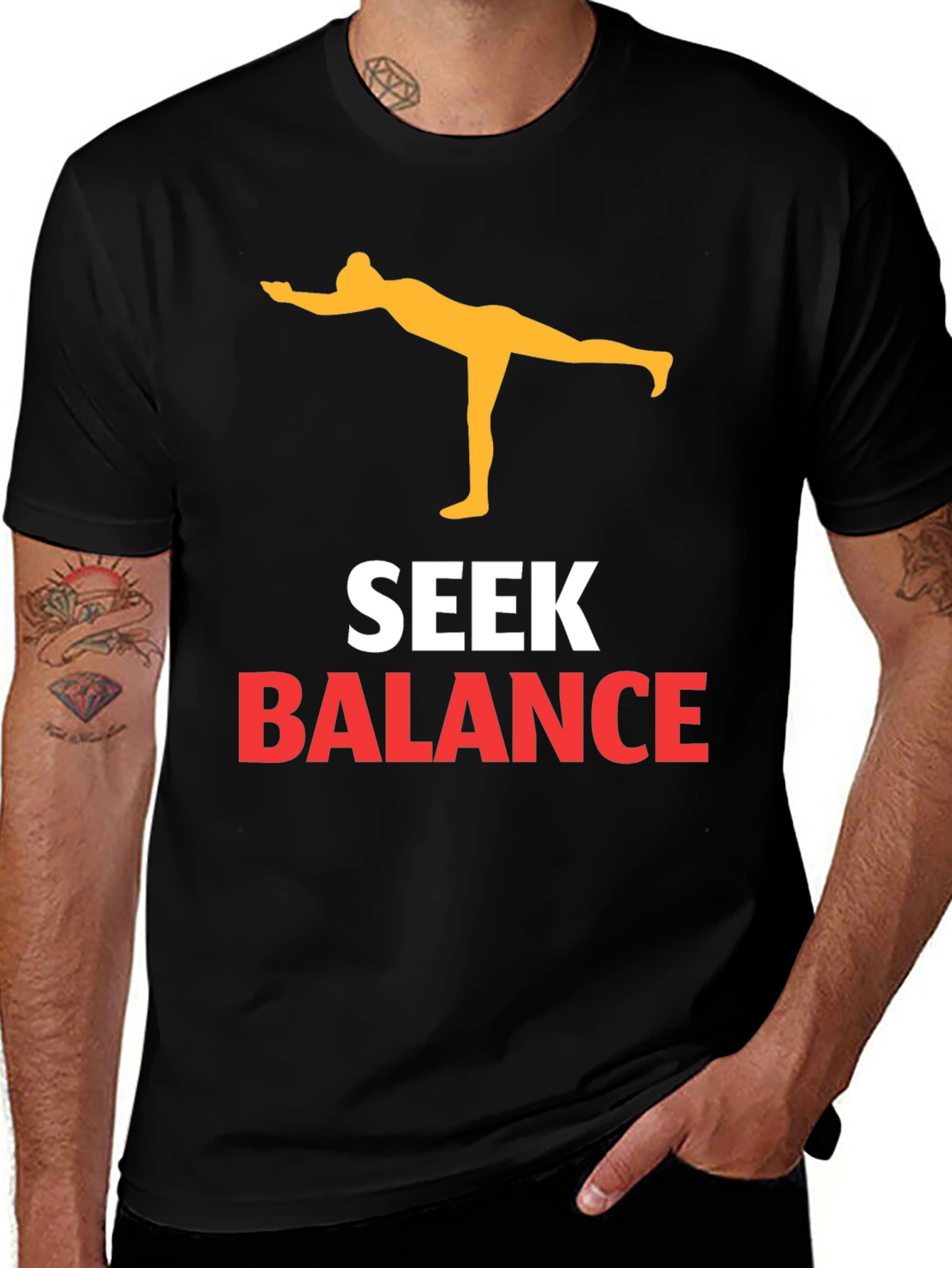 Seek Balance Yoga Graphic Tee - Black