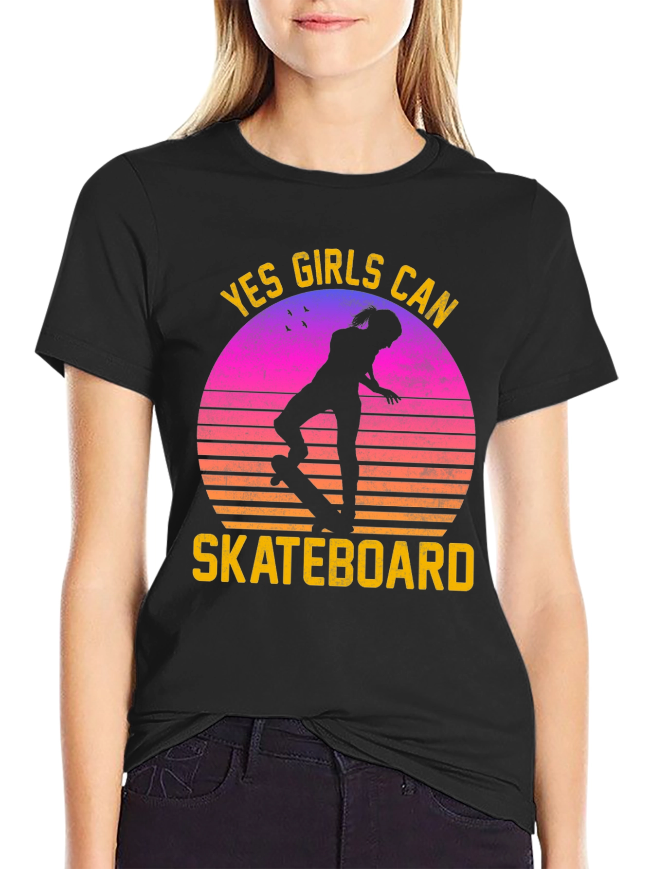 Yes Girls Can Skateboard Graphic Tee