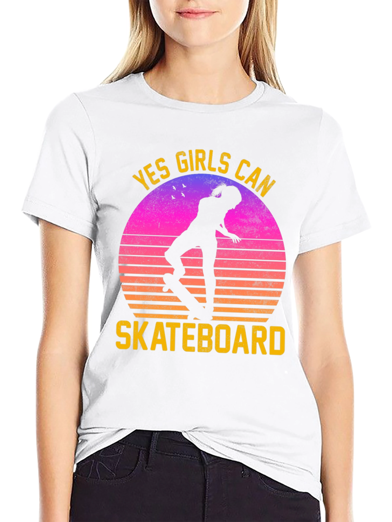 Yes Girls Can Skateboard Graphic Tee