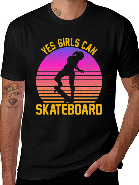 Yes Girls Can Skateboard Graphic Tee