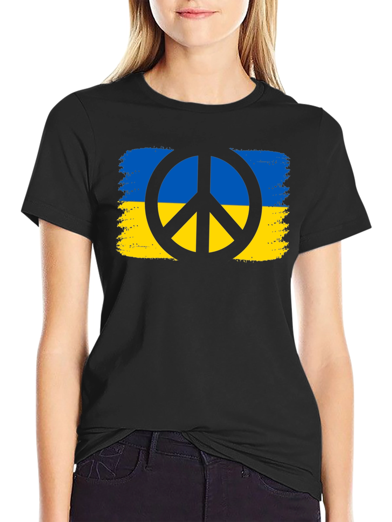 Ukraine Peace Sign Black T-Shirt