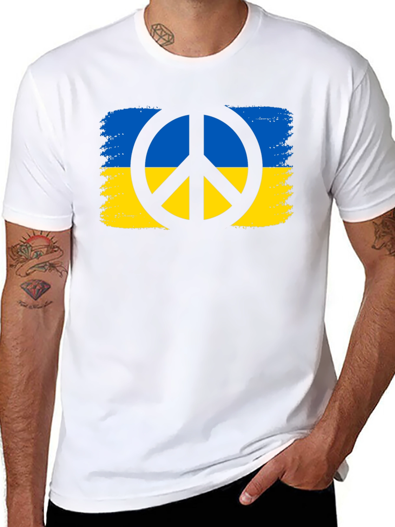 Ukraine Peace Sign Black T-Shirt