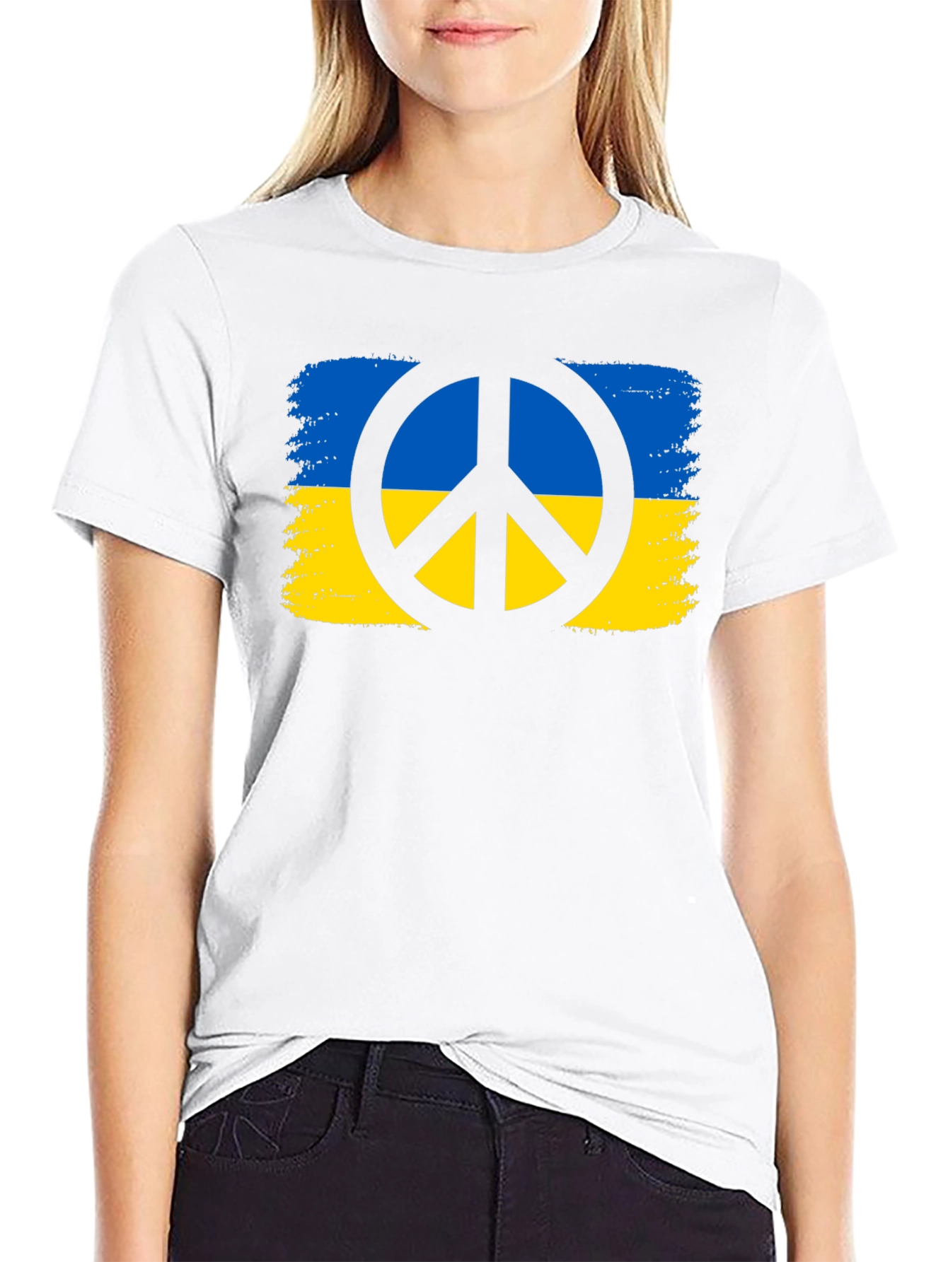 Ukraine Peace Sign Black T-Shirt