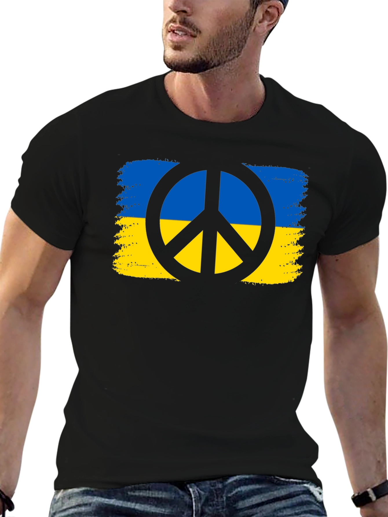 Ukraine Peace Sign Black T-Shirt