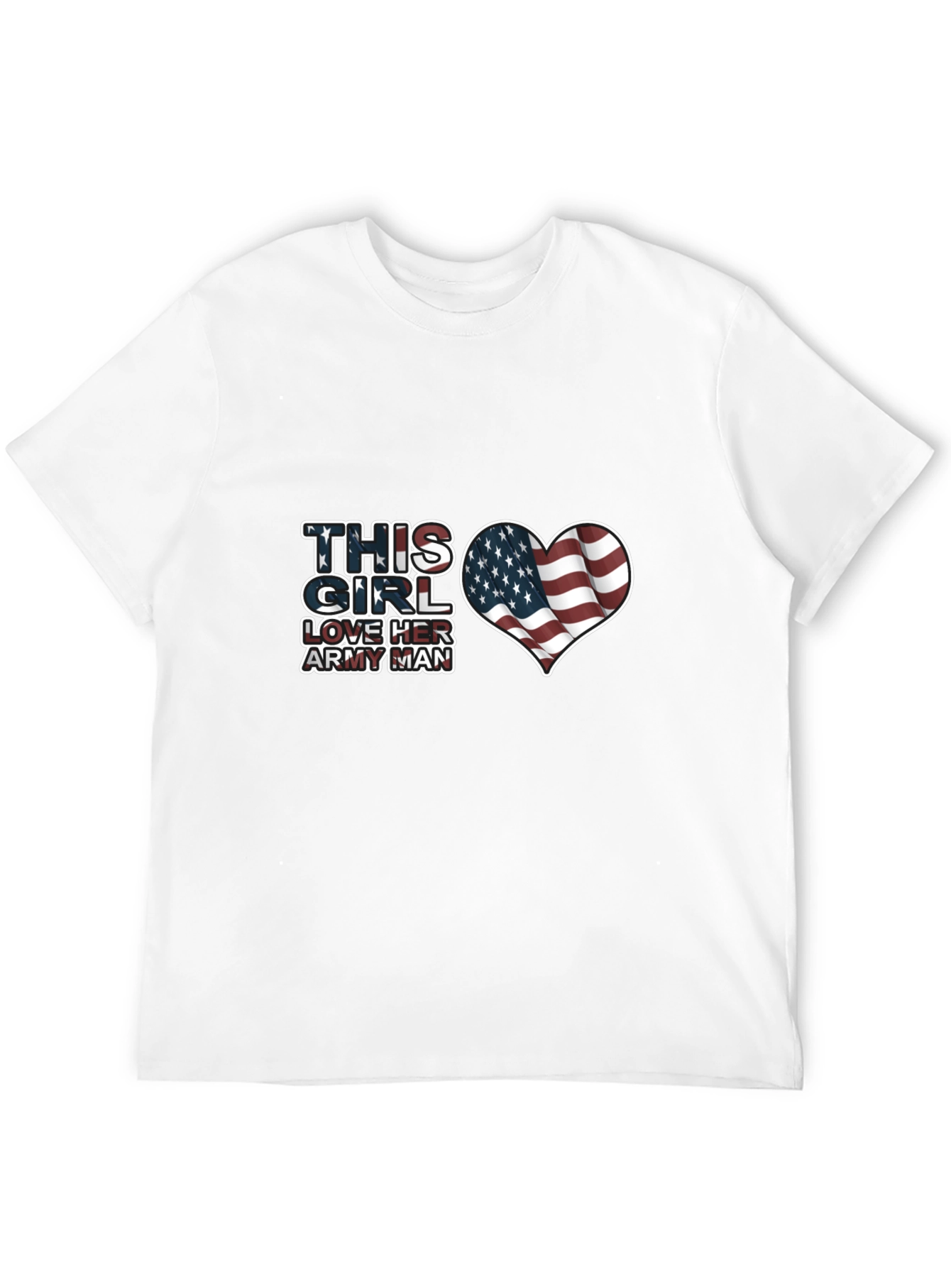 Love Her Army Man Patriotic USA Flag Heart T-Shirt