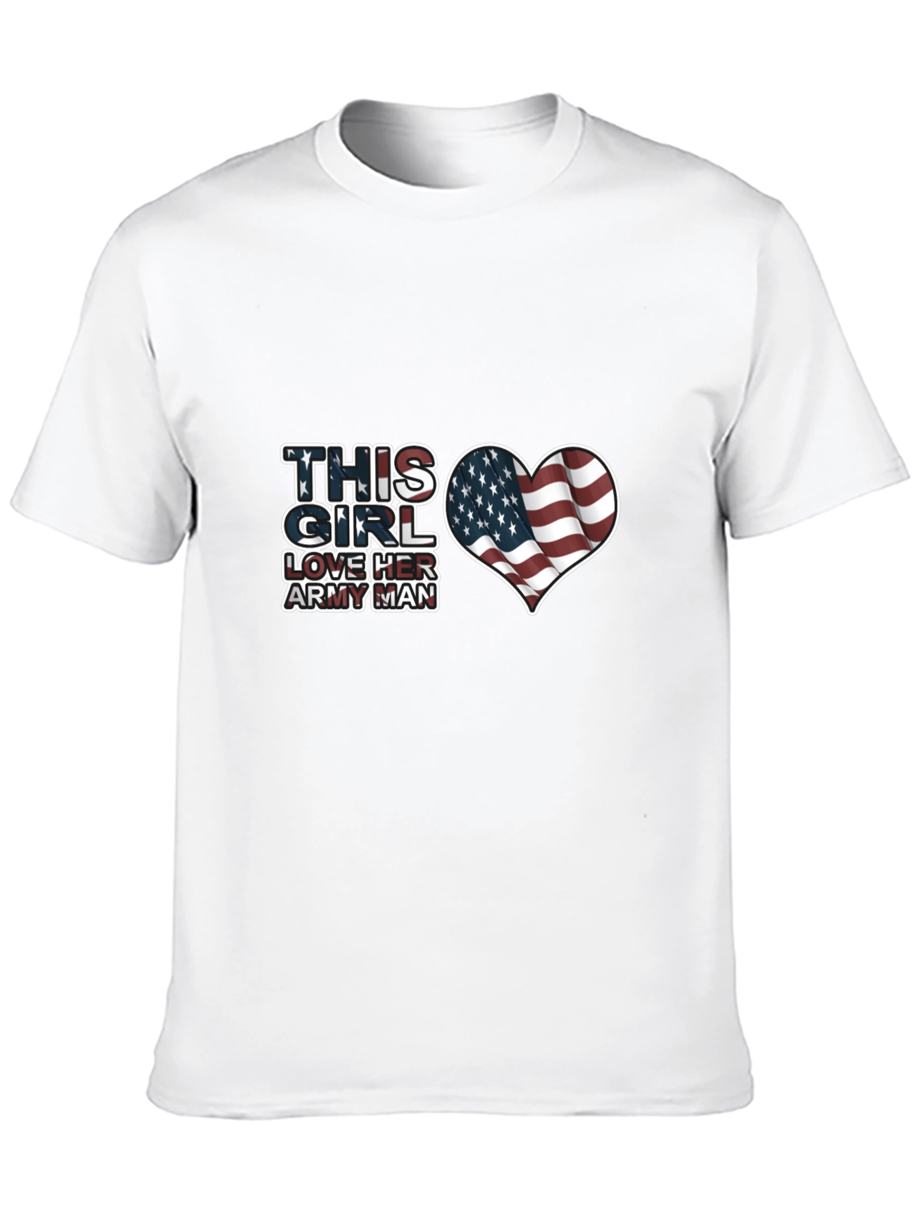 Love Her Army Man Patriotic USA Flag Heart T-Shirt