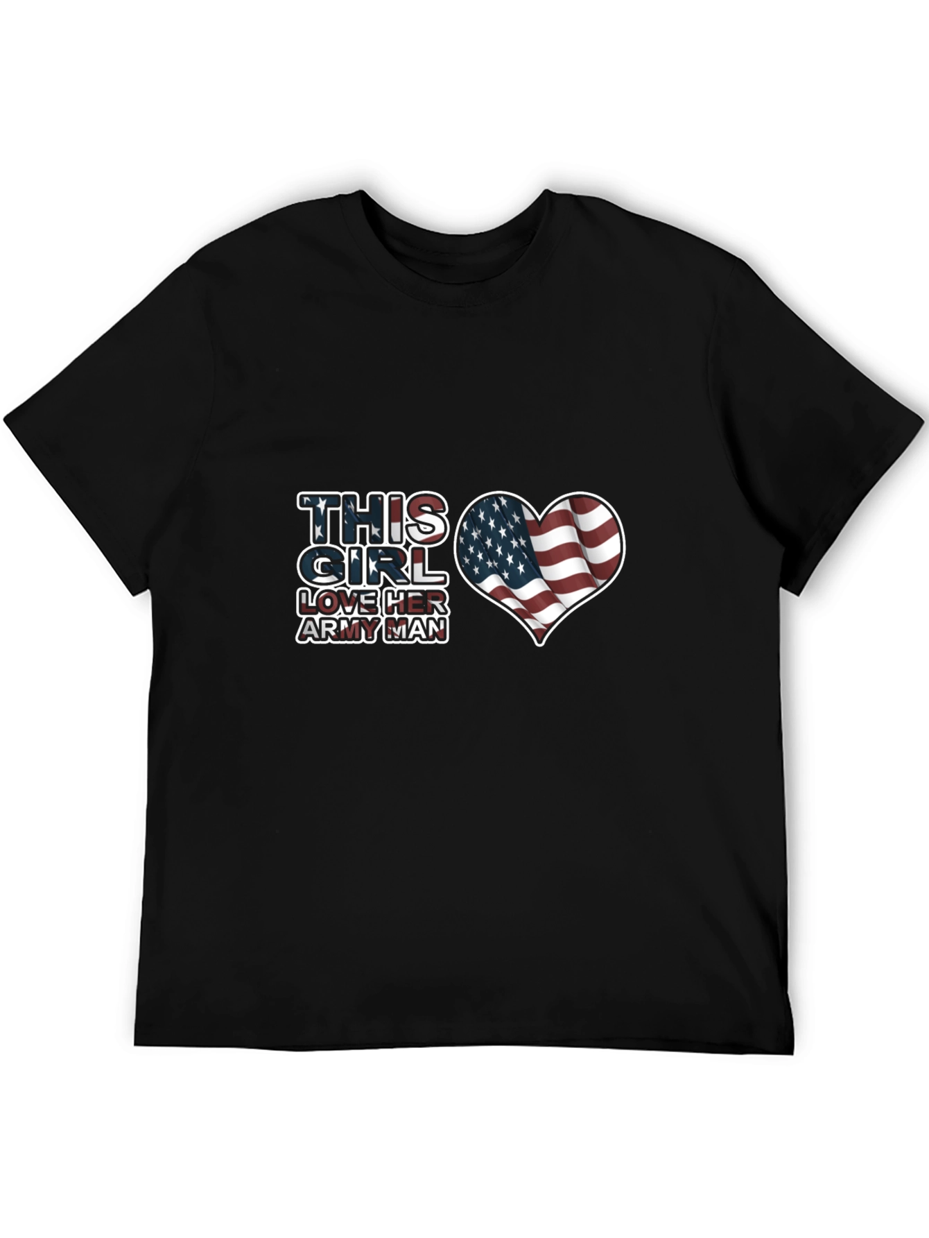 Love Her Army Man Patriotic USA Flag Heart T-Shirt