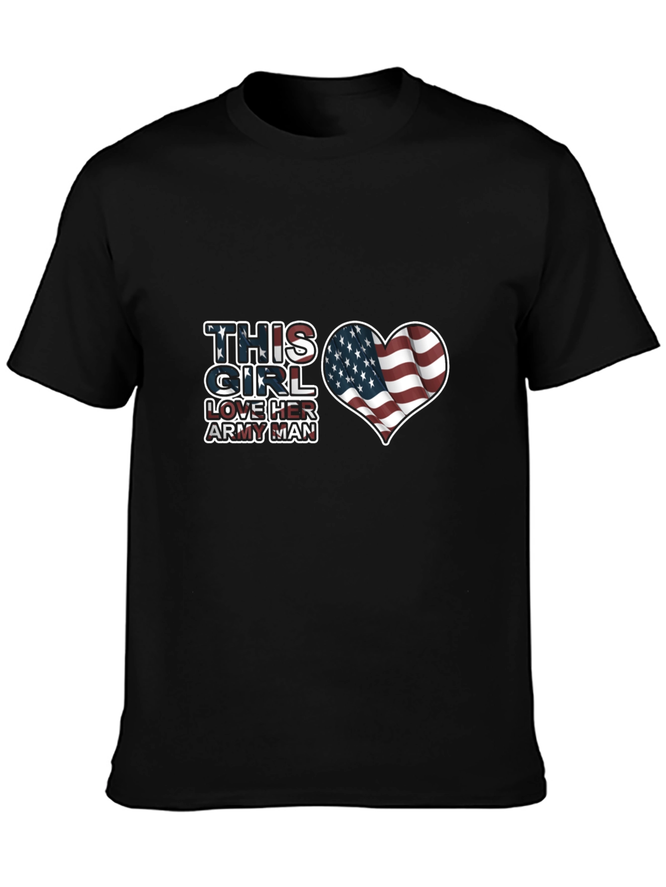 Love Her Army Man Patriotic USA Flag Heart T-Shirt