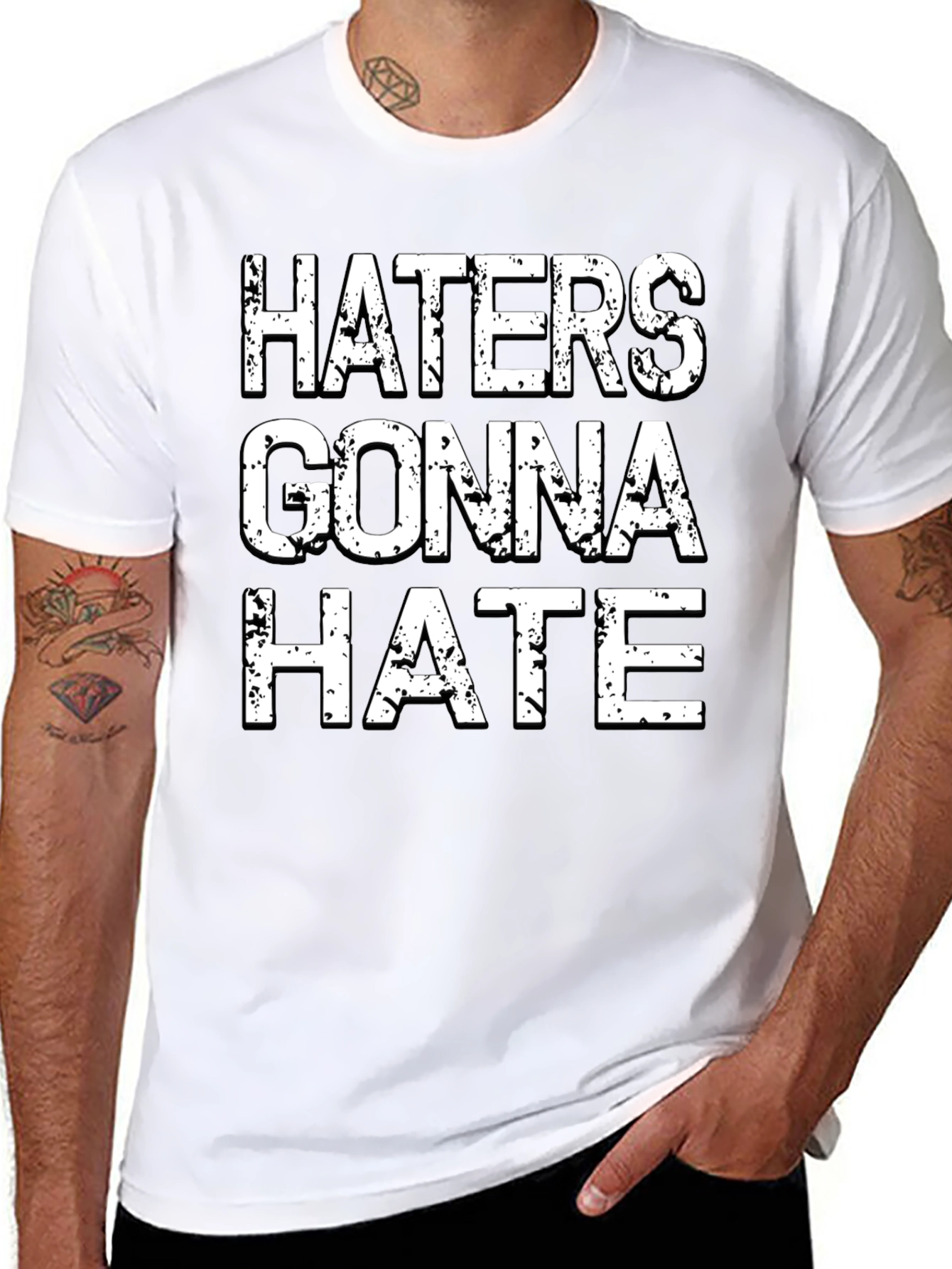 Haters Gonna Hate Graphic Tee - Black Cotton T-Shirt
