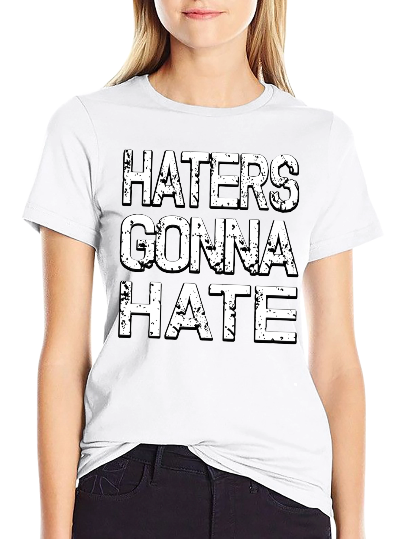 Haters Gonna Hate Graphic Tee - Black Cotton T-Shirt