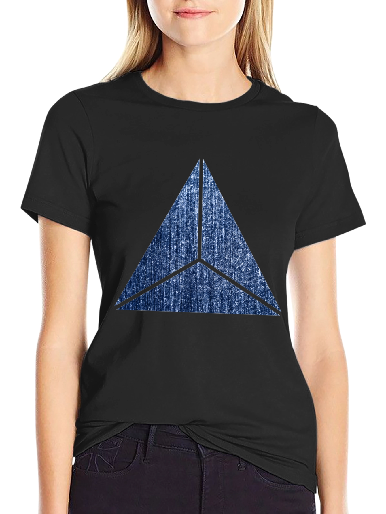 Abstract Triangle Graphic Print Mens Black T-Shirt