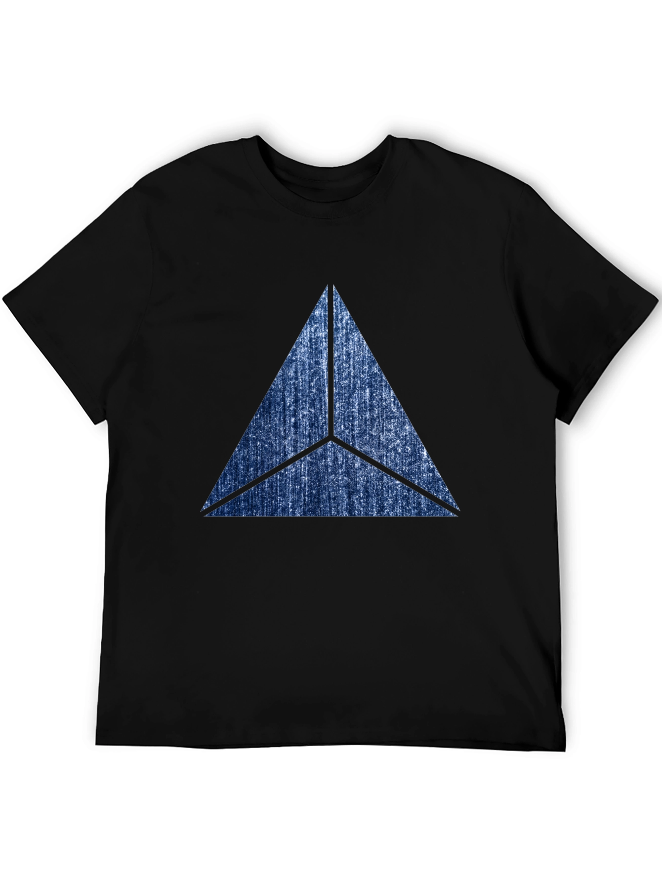 Abstract Triangle Graphic Print Mens Black T-Shirt