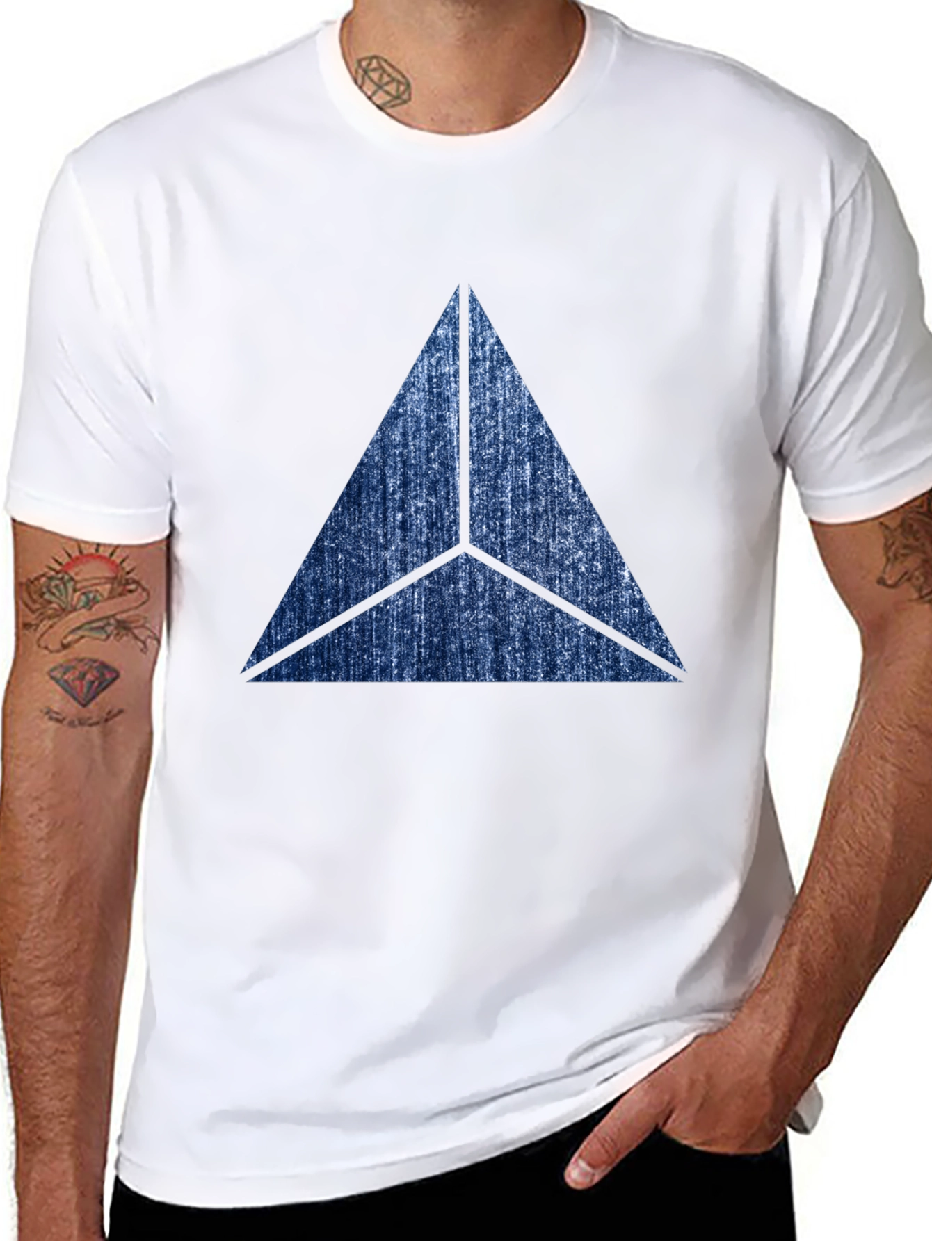 Abstract Triangle Graphic Print Mens Black T-Shirt