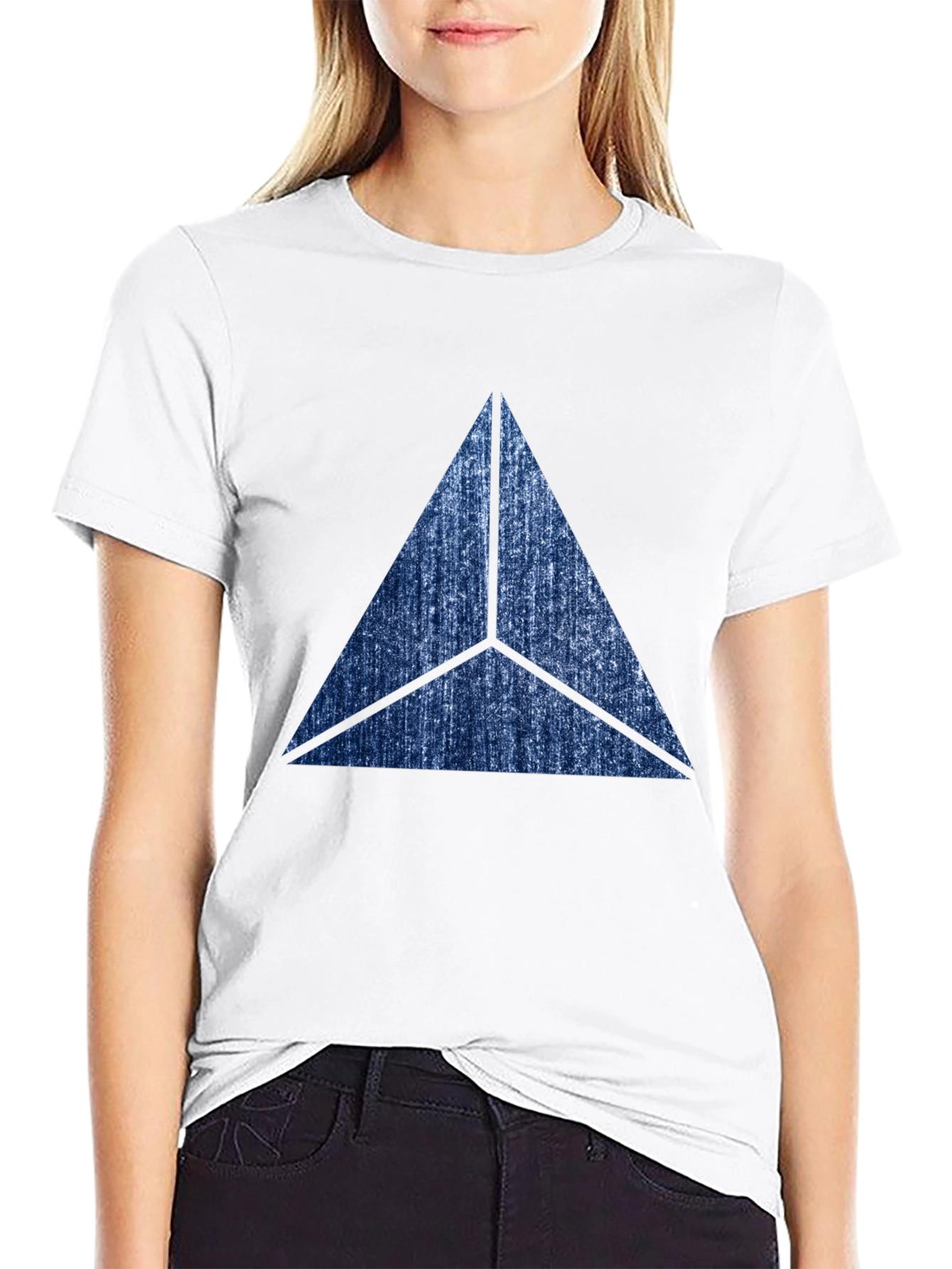 Abstract Triangle Graphic Print Mens Black T-Shirt