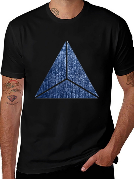 Abstract Triangle Graphic Print Mens Black T-Shirt