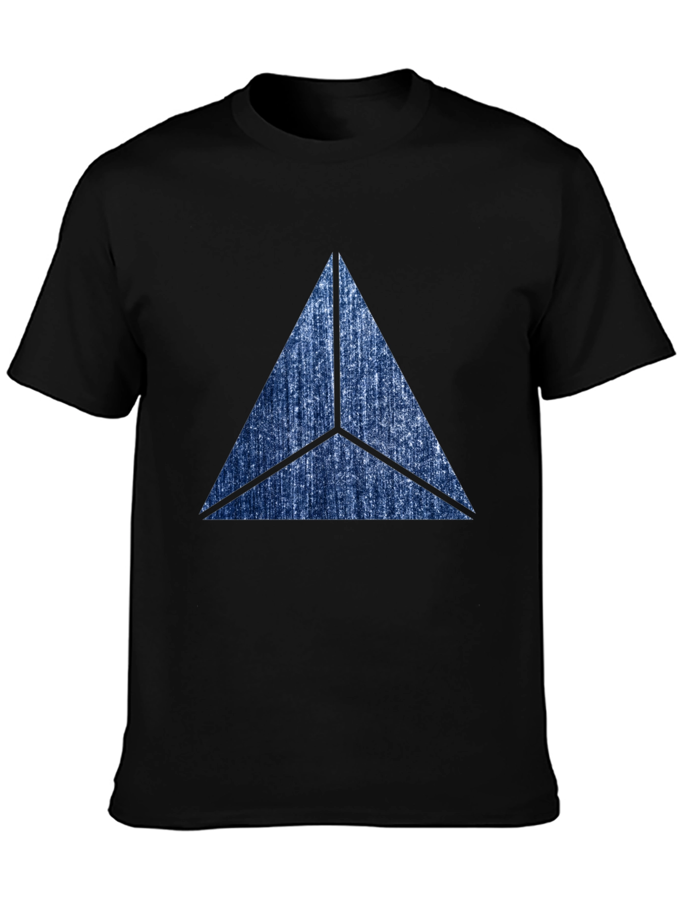 Abstract Triangle Graphic Print Mens Black T-Shirt