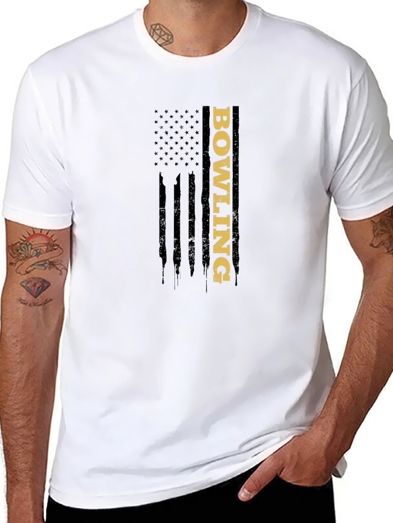 Bowling American Flag Graphic T-Shirt