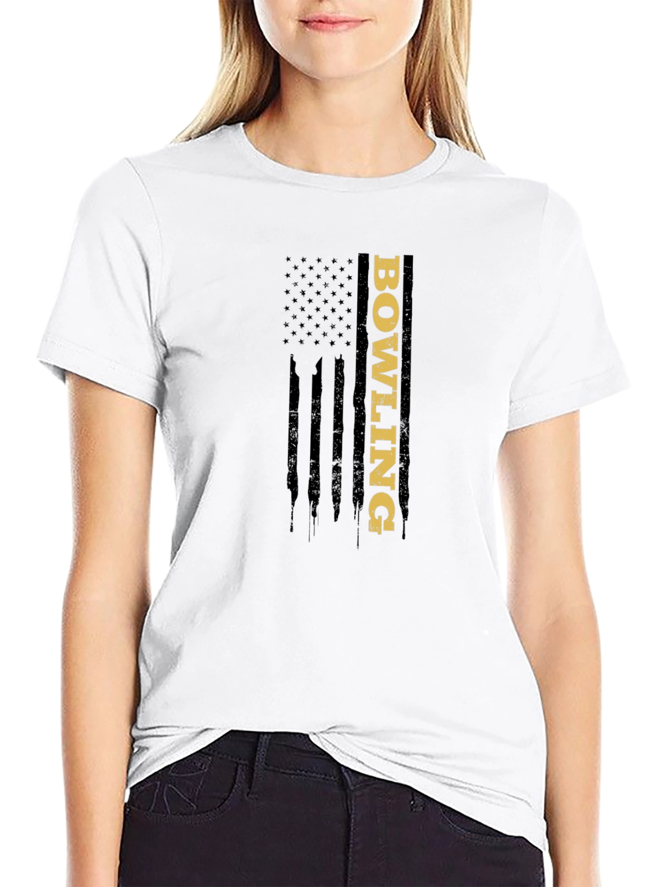 Bowling American Flag Graphic T-Shirt
