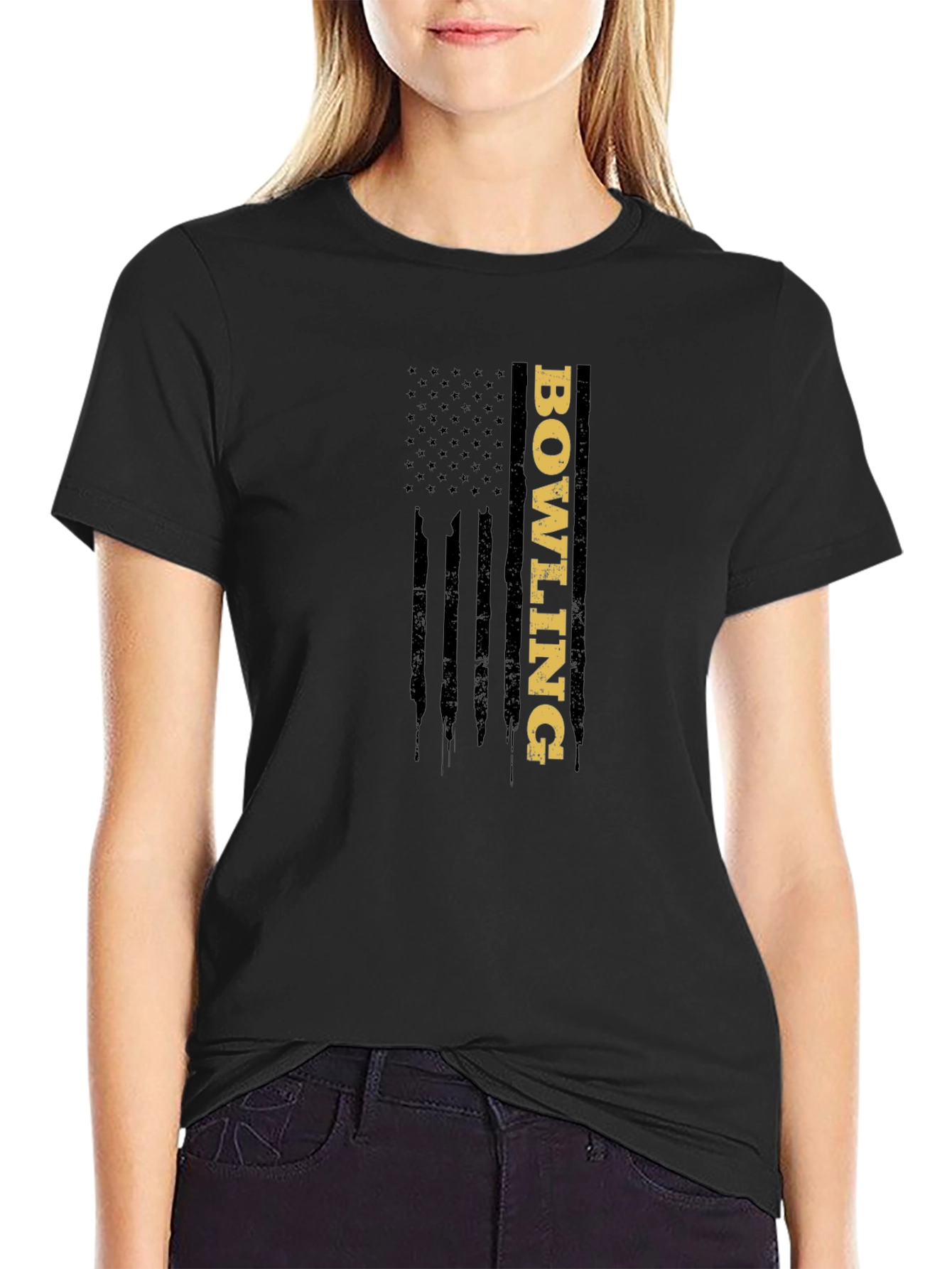 Bowling American Flag Graphic T-Shirt