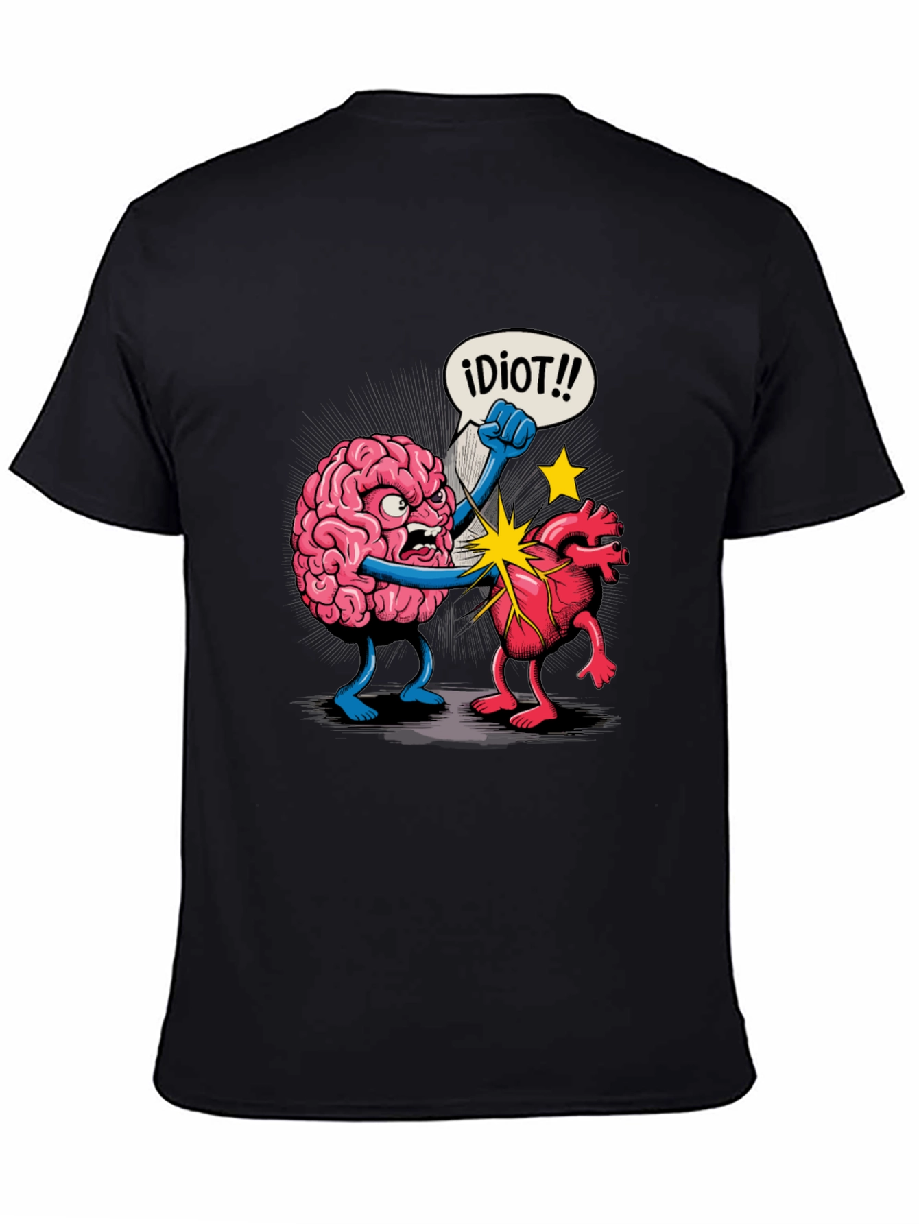 Brain vs Heart Funny Graphic Tee - Black