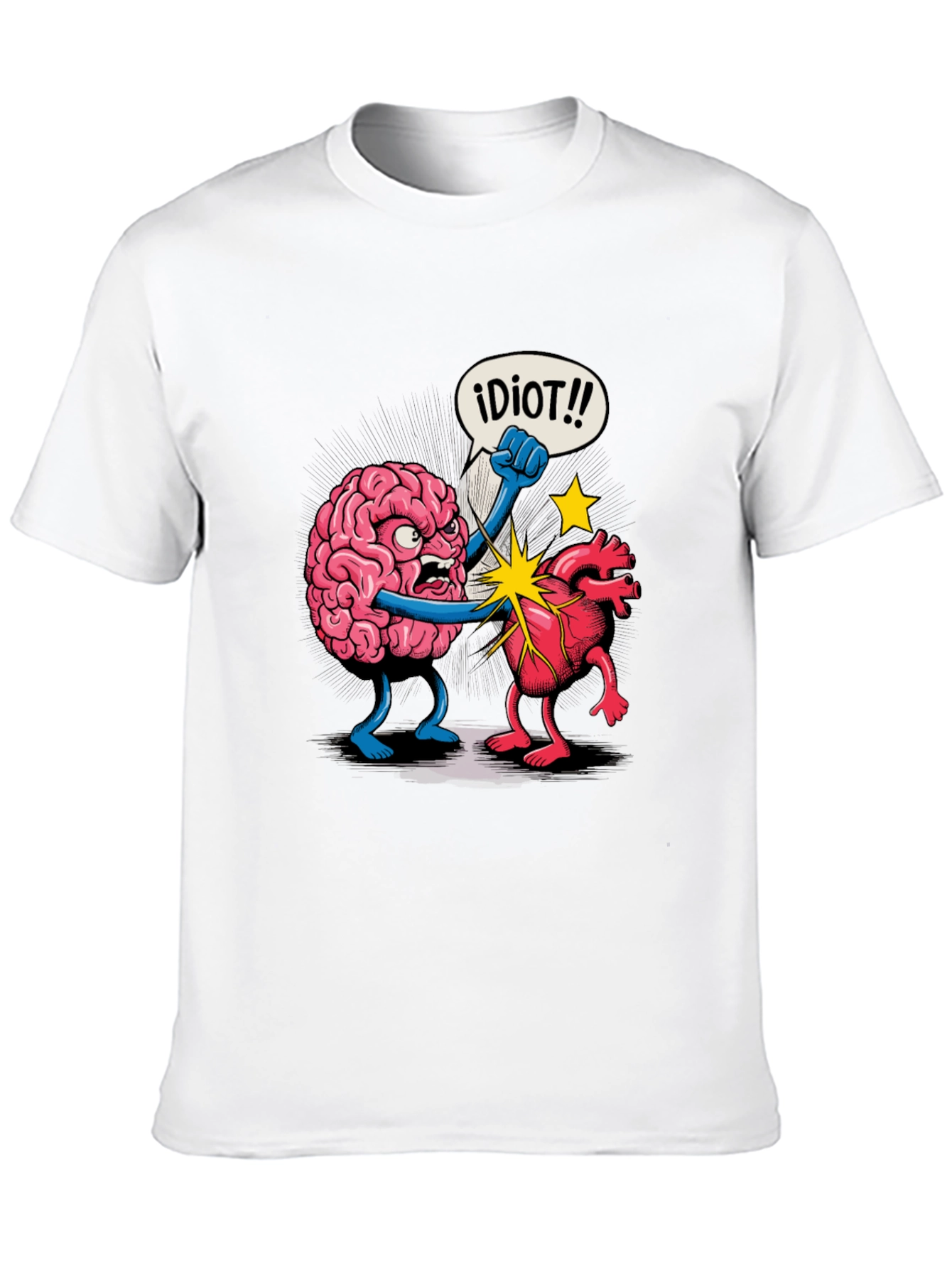 Brain vs Heart Funny Graphic Tee - Black