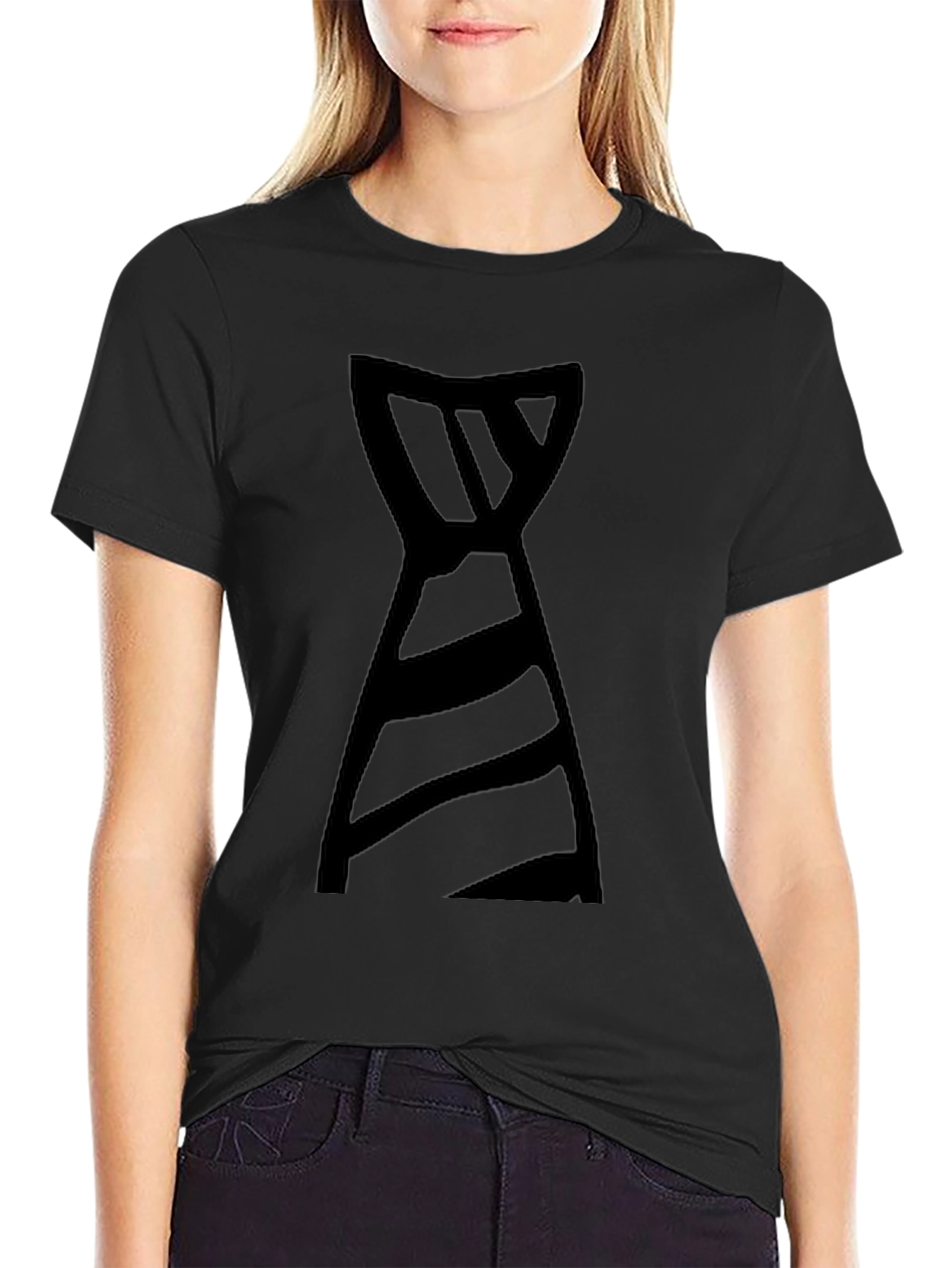 Mens Black T-Shirt with Graphic Tie Design