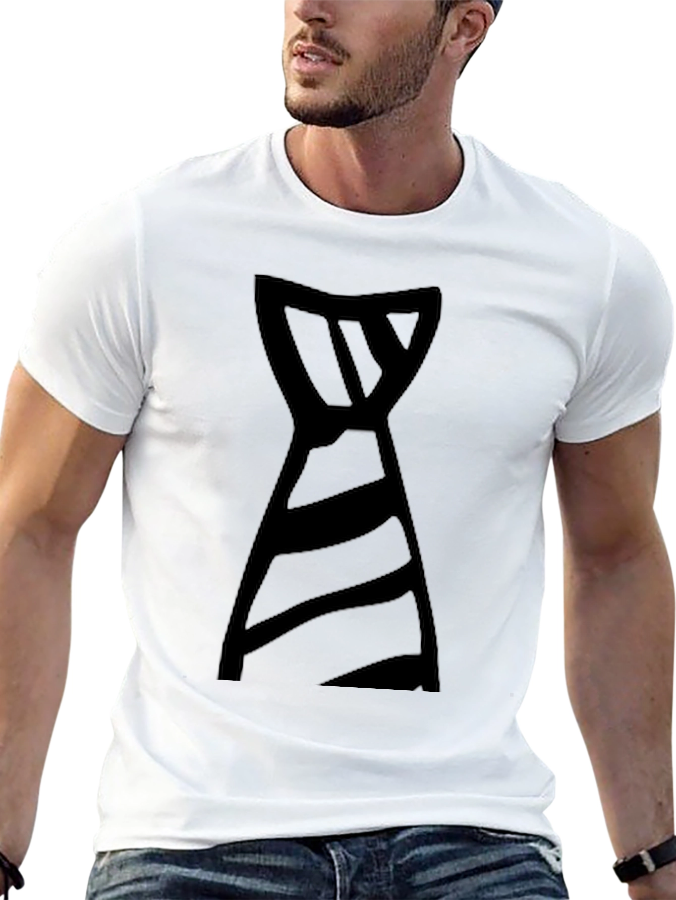 Mens Black T-Shirt with Graphic Tie Design