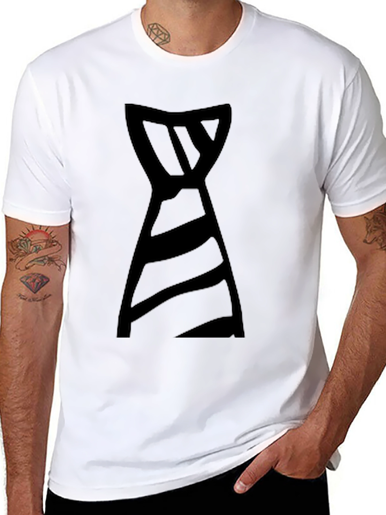 Mens Black T-Shirt with Graphic Tie Design