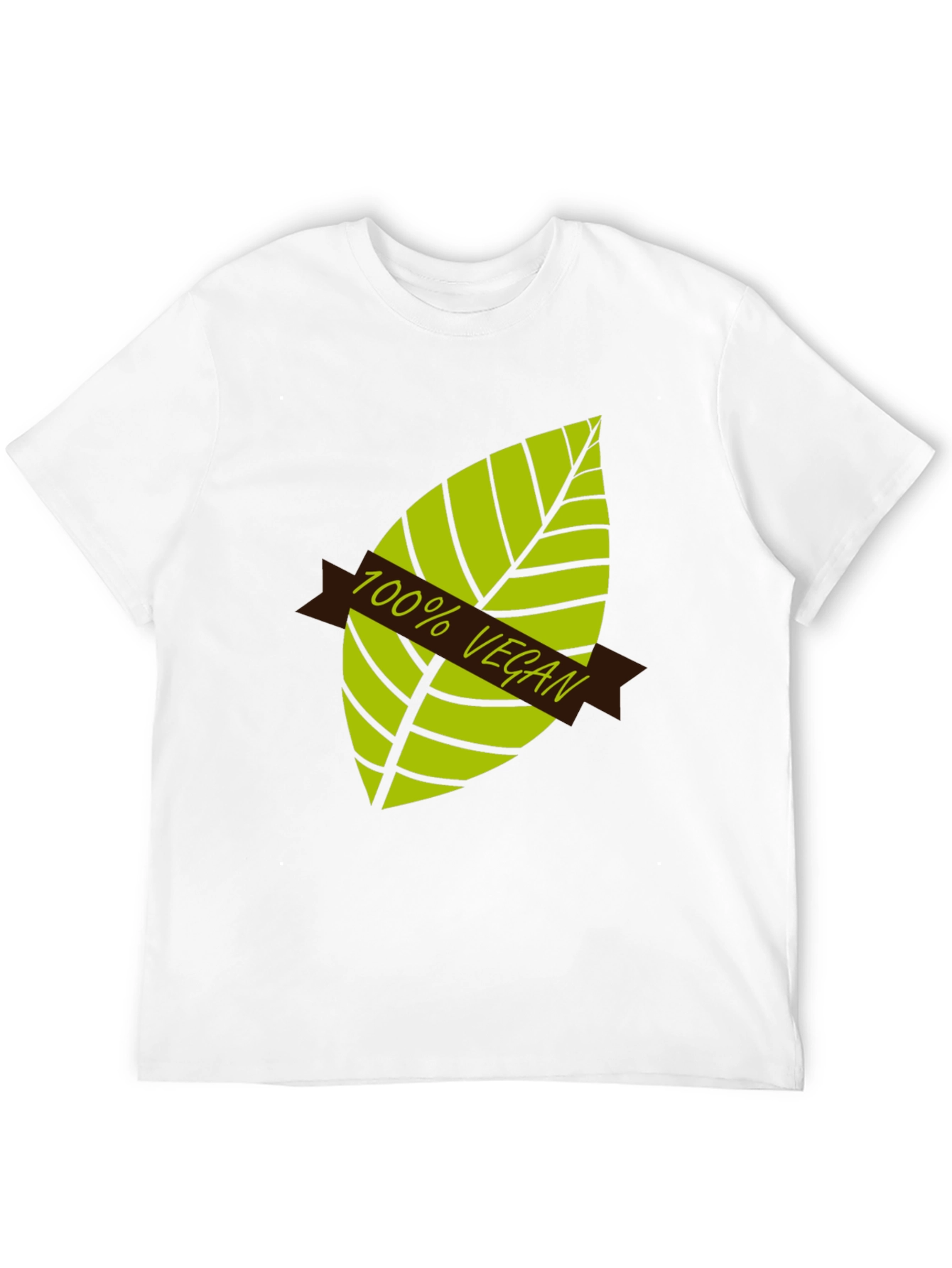 100% Vegan Graphic T-Shirt - Black Leaf Design
