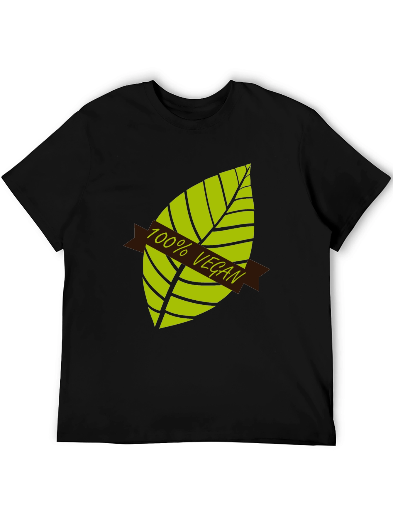 100% Vegan Graphic T-Shirt - Black Leaf Design