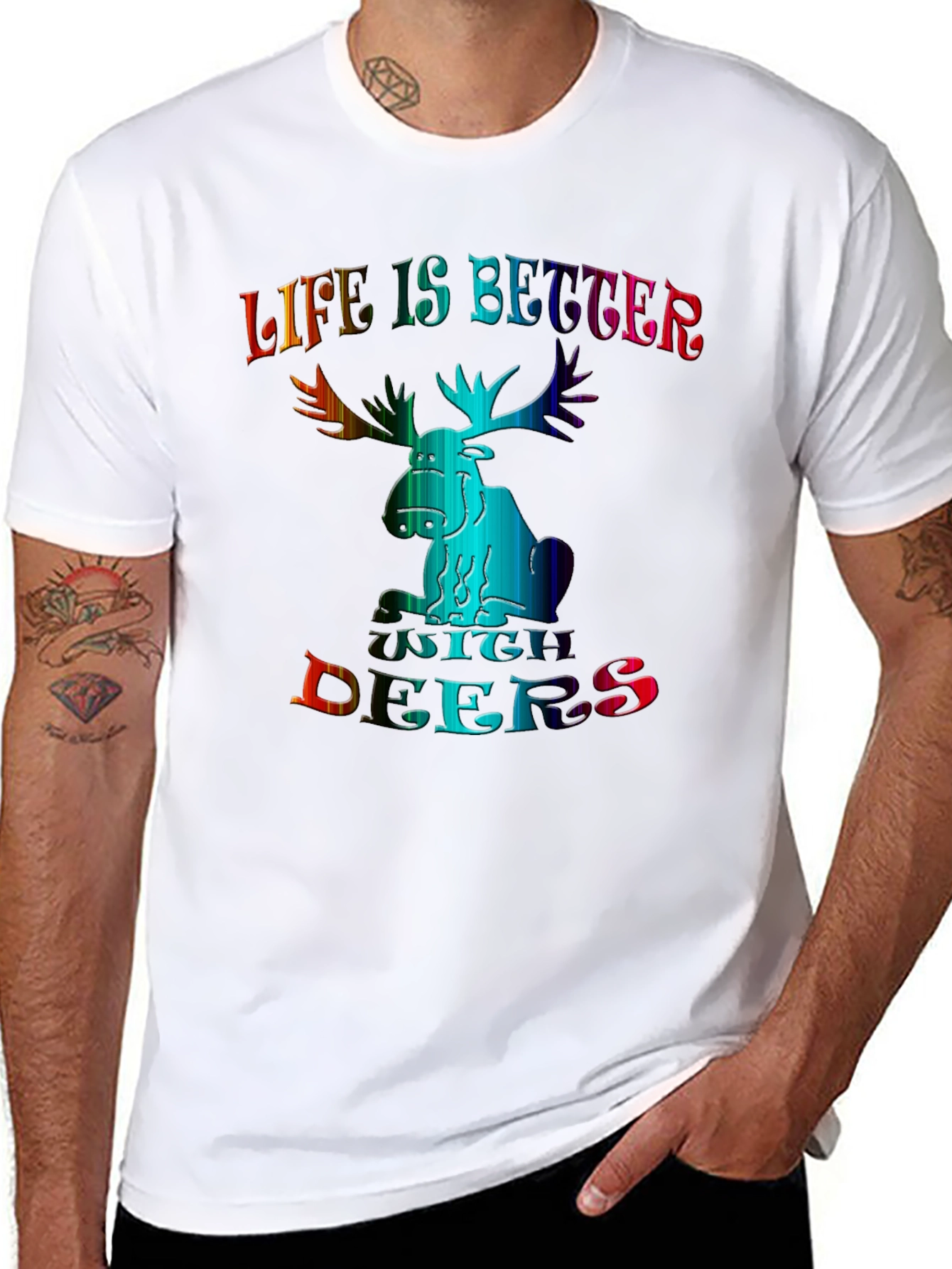 Life is Better with Deers Black T-Shirt
