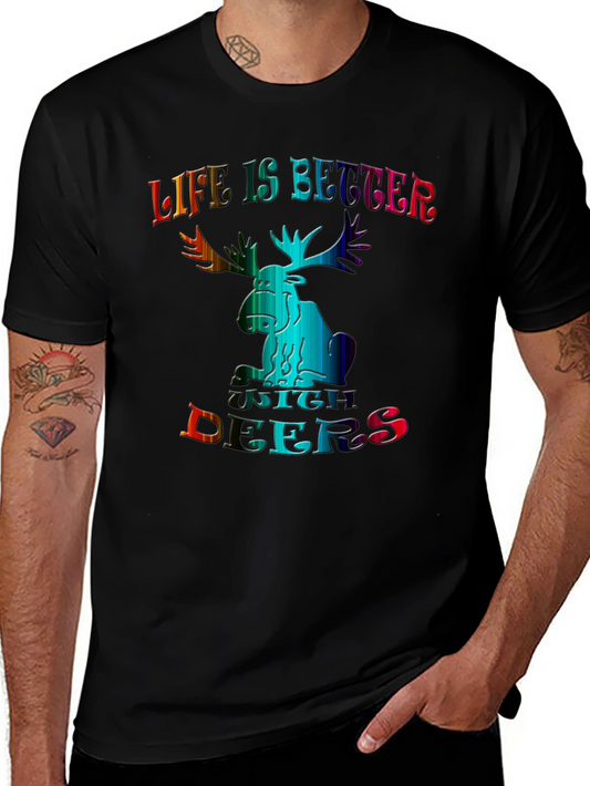 Life is Better with Deers Black T-Shirt