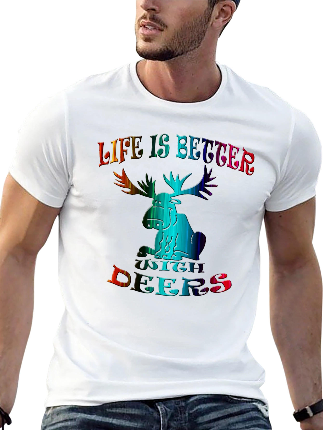 Life is Better with Deers Black T-Shirt