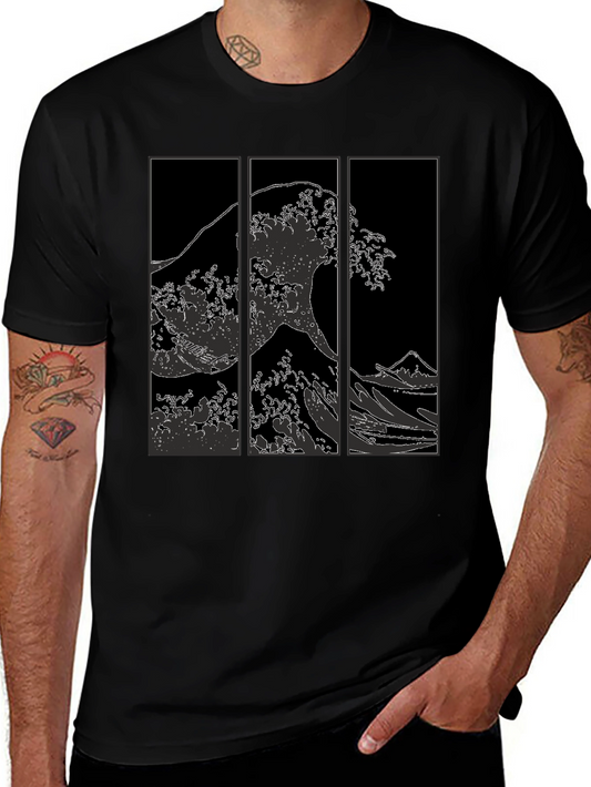 Great Wave T-Shirt - Stylish Black Graphic Tee