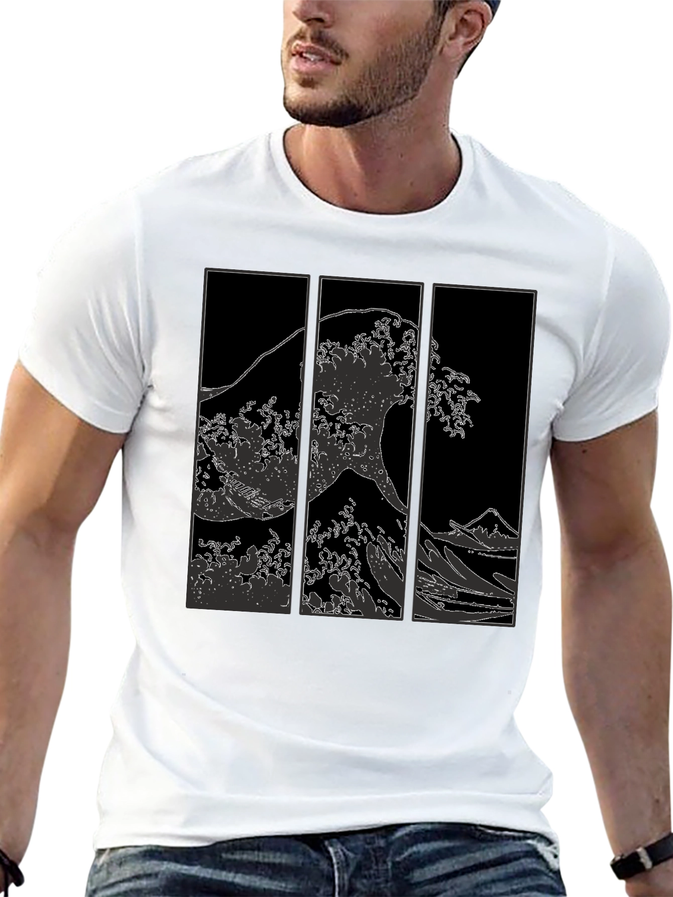 Great Wave T-Shirt - Stylish Black Graphic Tee
