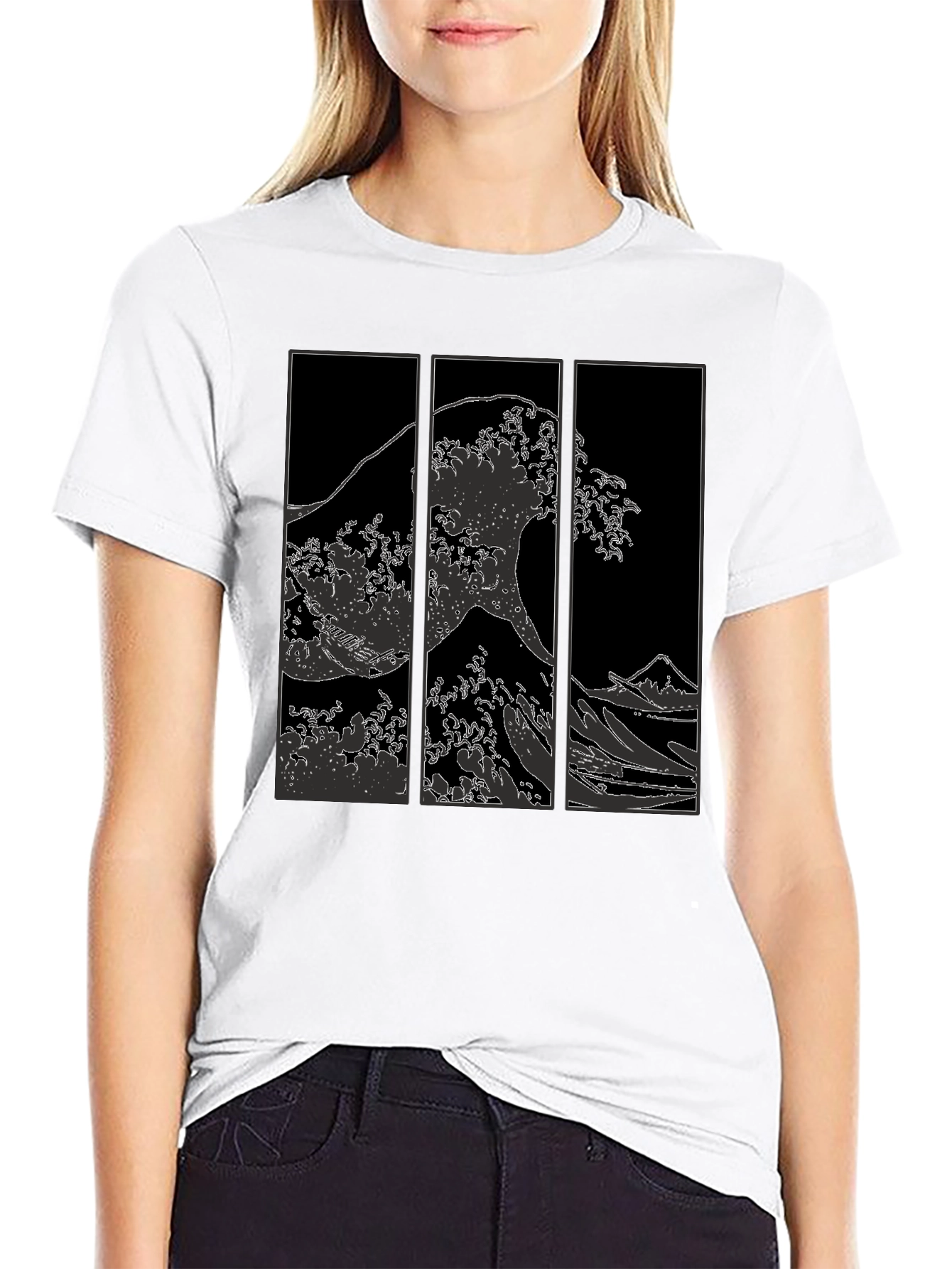 Great Wave T-Shirt - Stylish Black Graphic Tee