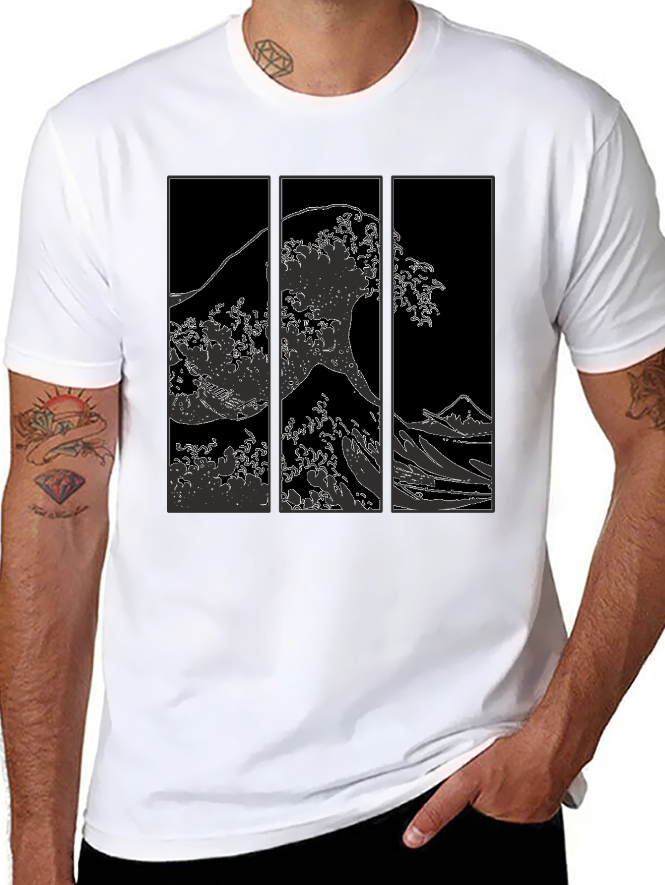 Great Wave T-Shirt - Stylish Black Graphic Tee