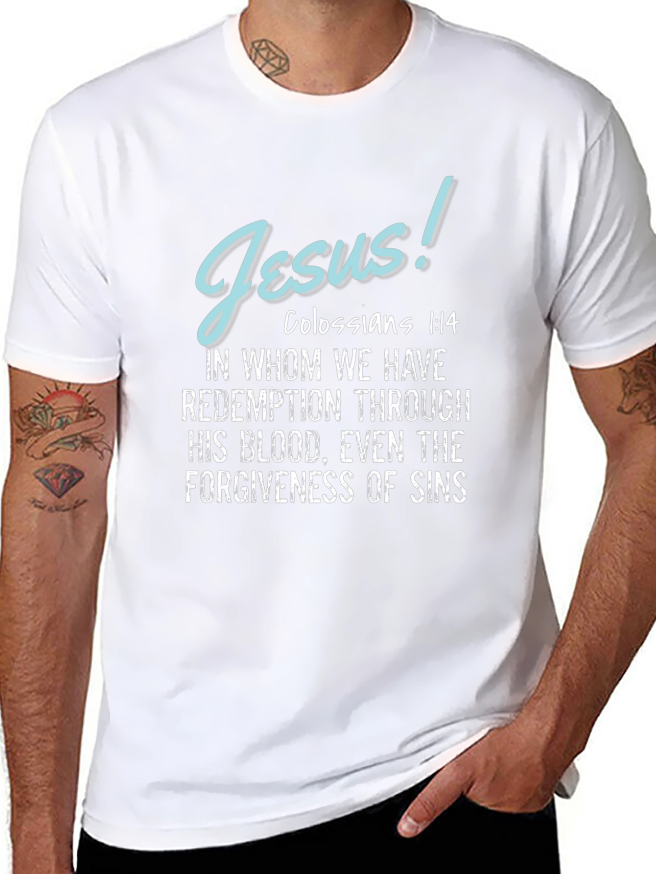 Jesus Colossians 1:14 T-Shirt Christian Apparel