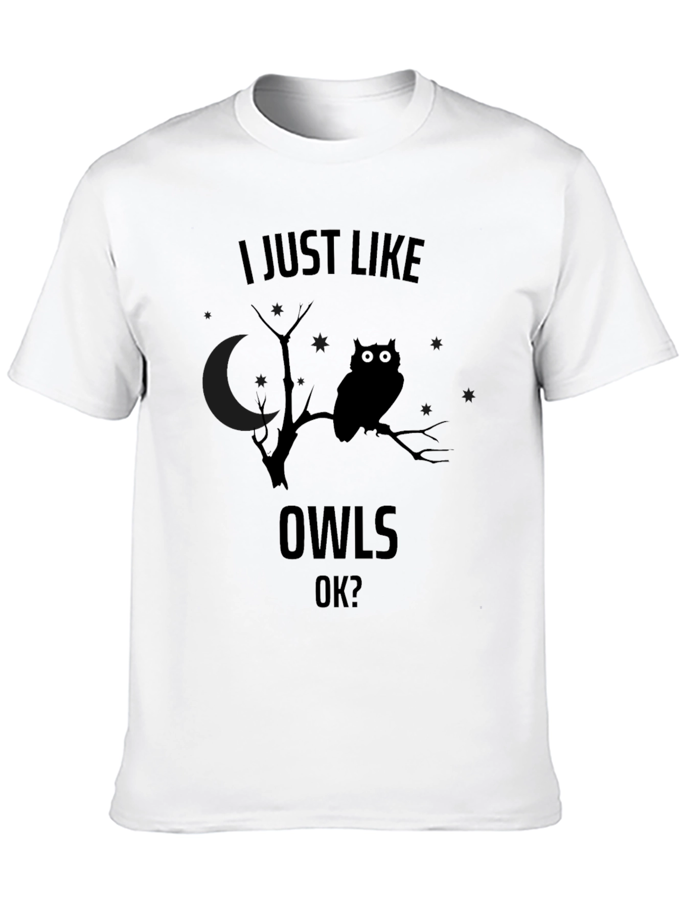 I Just Like Owls OK? Mens Black Graphic T-Shirt