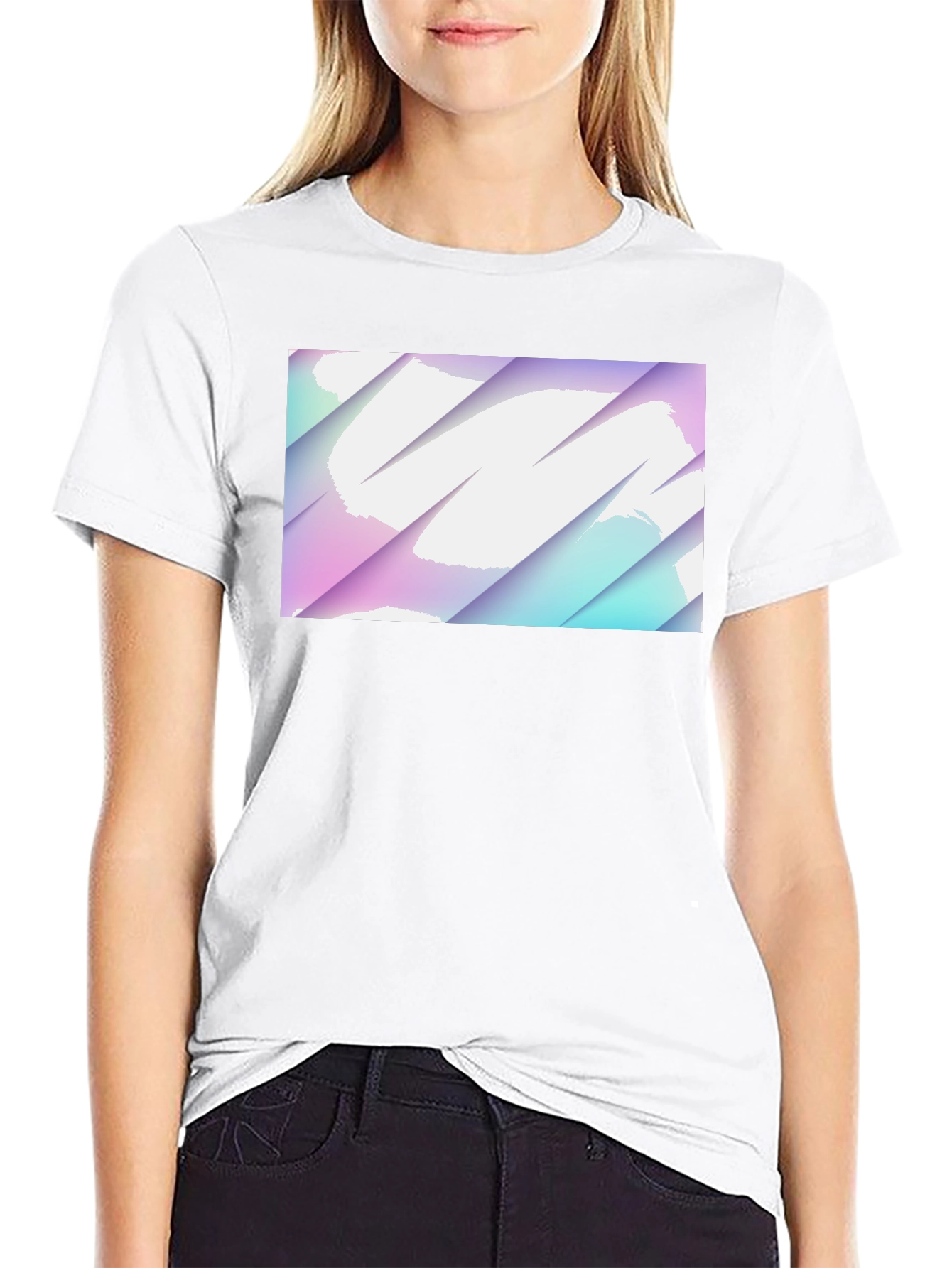 Abstract Pastel Graphic Black T-Shirt