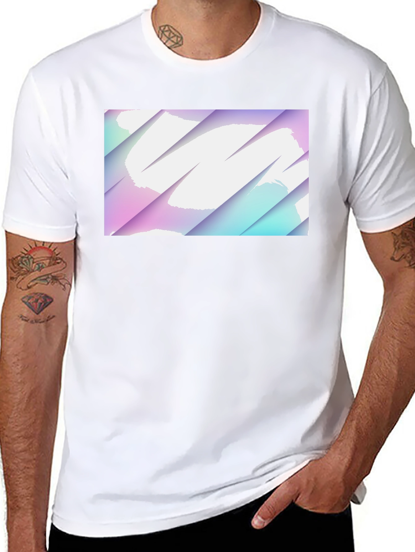 Abstract Pastel Graphic Black T-Shirt