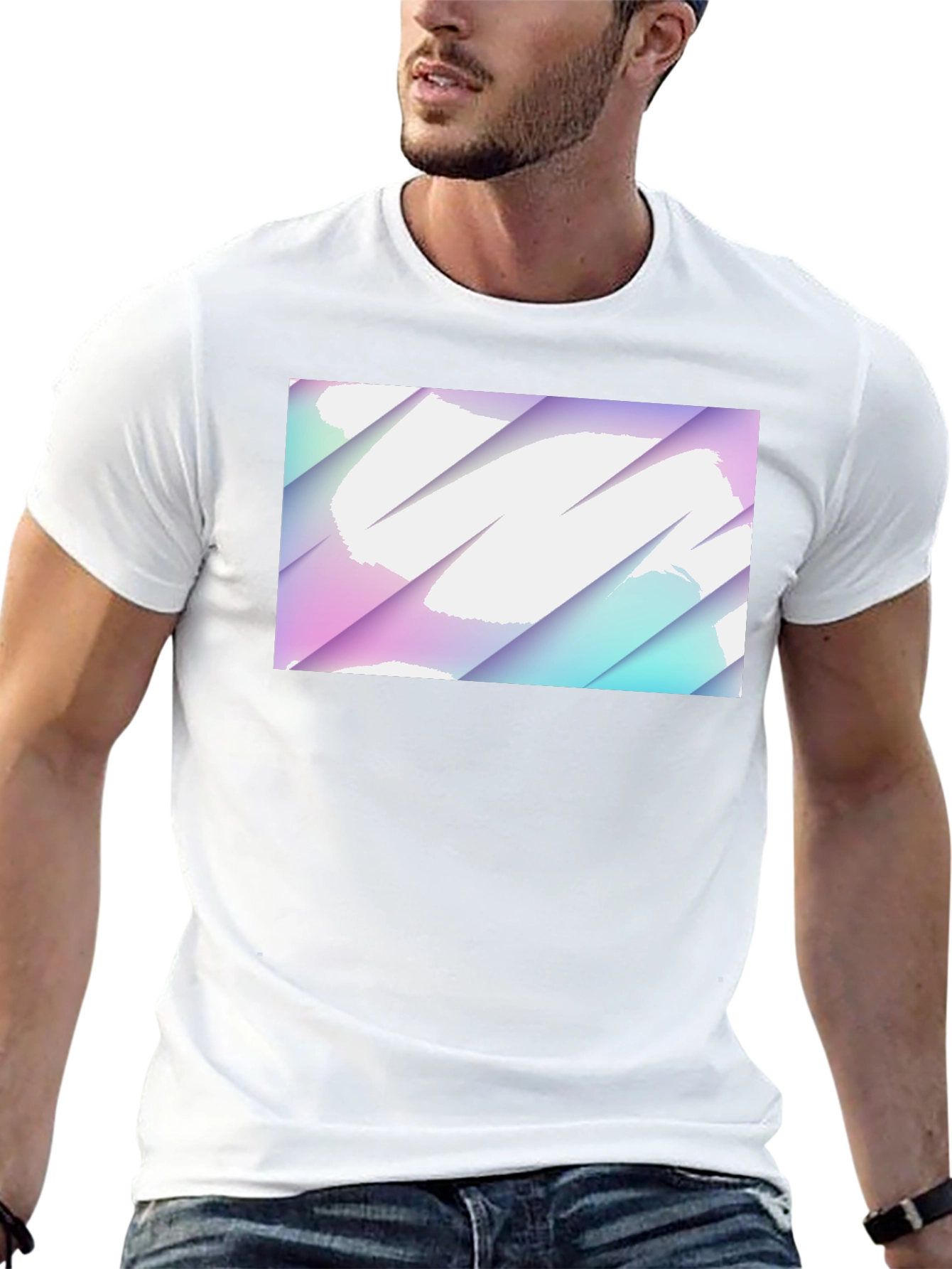 Abstract Pastel Graphic Black T-Shirt