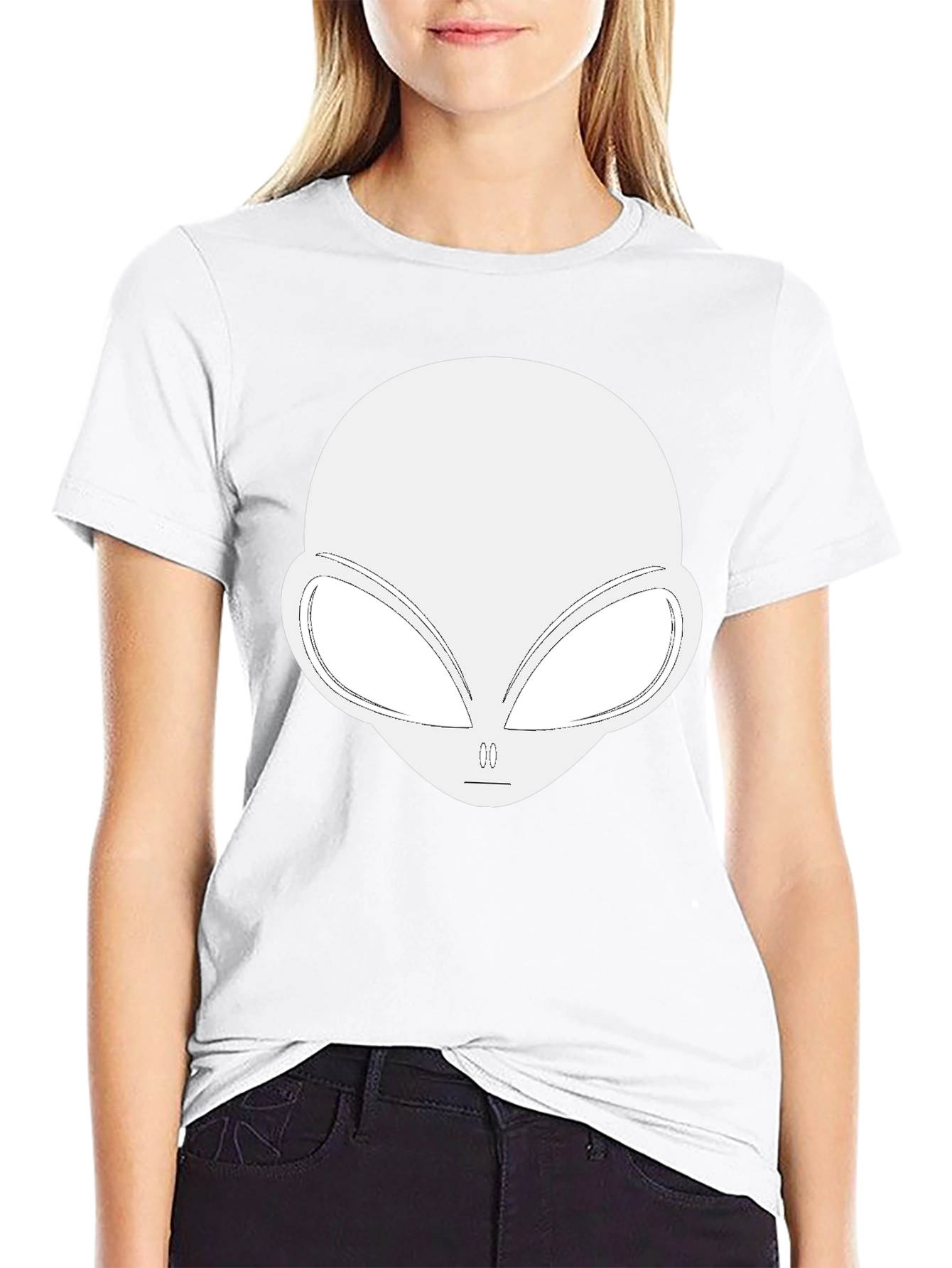 Alien Head Graphic Tee - Black Cotton Blend